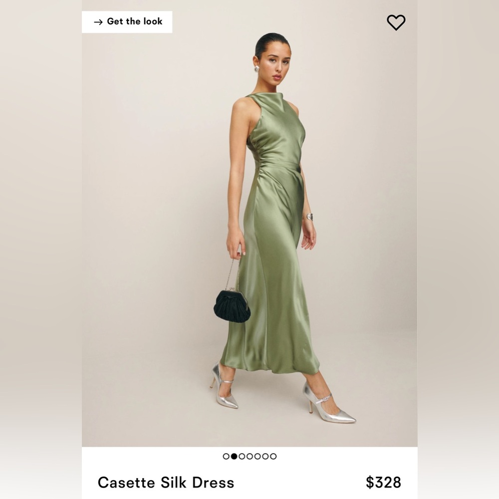 Reformation Casette Silk Dress -Artichoke size 10 - Picture 3 of 7
